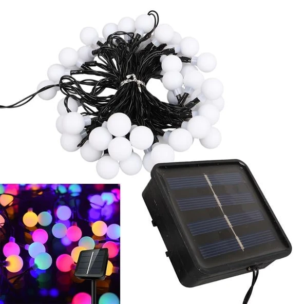 Winnboss EKL-12 7 Metre 50 Top Ledli Renkli 8 Modlu Solar Panelli Dış Mekan Aydınlatma Led 5 Watt ürün görseli