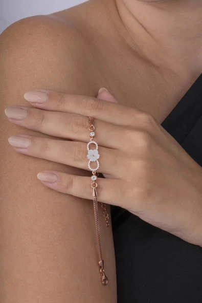 Gümüş Pazarım Manolya Çiçeği Sonsuzluk 925 Ayar Gümüş Kadın Bileklik - Resim 3