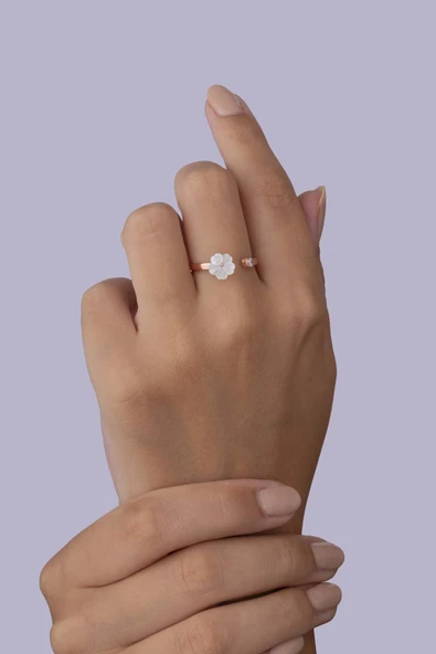 Gümüş Pazarım Manolya Çiçeği Kadın 925 Ayar Gümüş Yüzük - 3