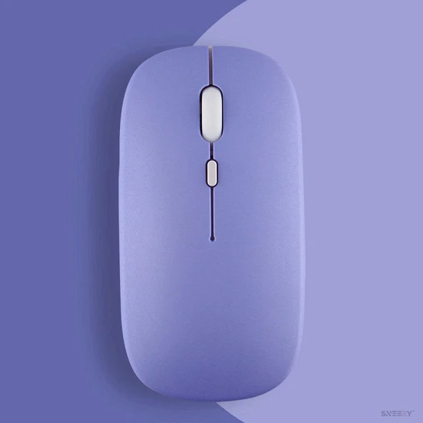 Xiaomi Tablet Şarj Edilebilir Sessiz Mouse Bluetooth + 2.4Hz Wifi Kablosuz Mouse Fare  Mürdüm - 6