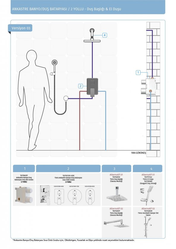 Eca Icon Ankastre Duş Banyo Bataryası Sıva Üstü 2 Yollu 102167201H-KDE - 5