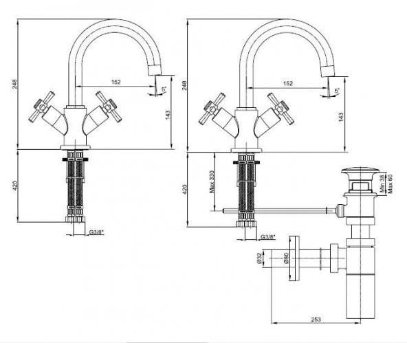 Eca Quadrille Lavabo Bataryası- Altın 102808396 - 2
