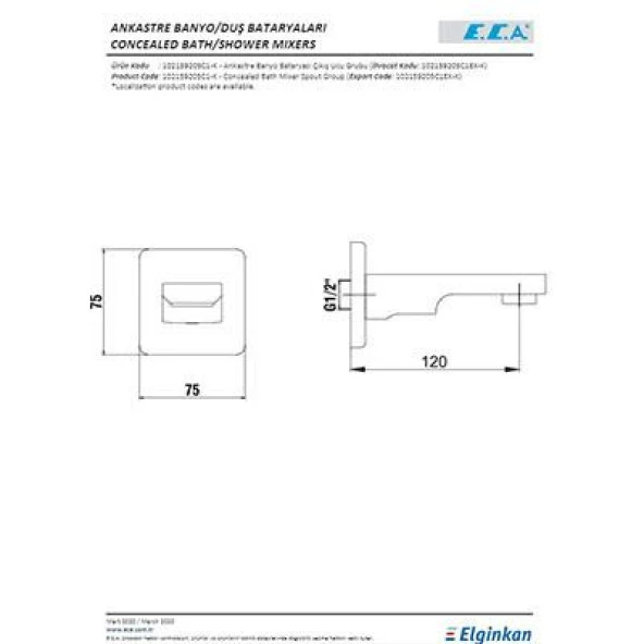Eca Ankastre Banyo Bataryası Çıkış Ucu Mat Siyah 102159205C1-K - Resim 2