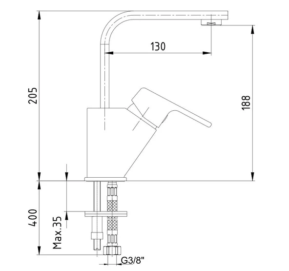 Ar Lunetta Lavabo Bataryası Mat Siyah Kuğu Borulu 103588108 - 2