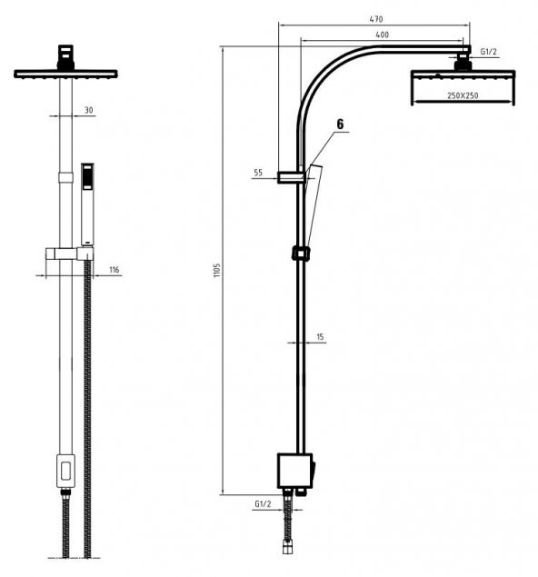 Eca Tiera Yağmurlama Tepe Duş Seti (Mat Siyah) 102158012C1 - 2