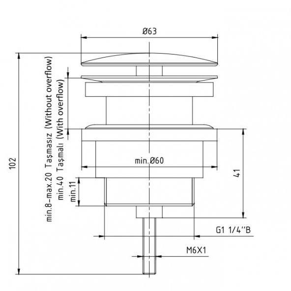Eca Sabit Kapaklı Pirinç Lavabo Sifonu Üst Takım 402129032 - 2