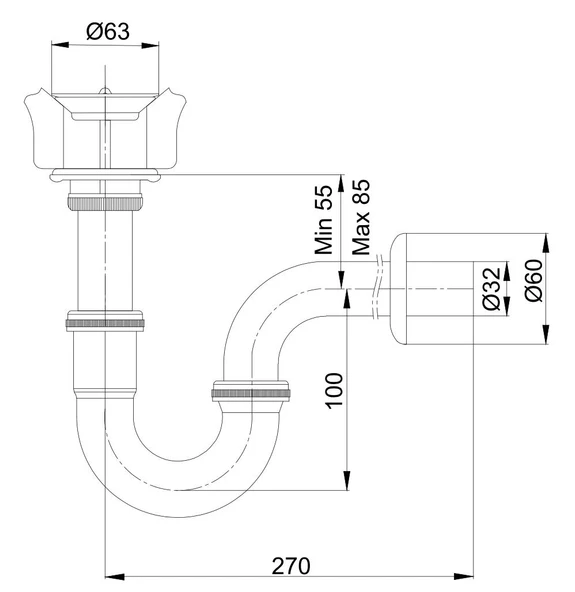 Yak U Borulu Lavabo Sifonu 102119057 - 2