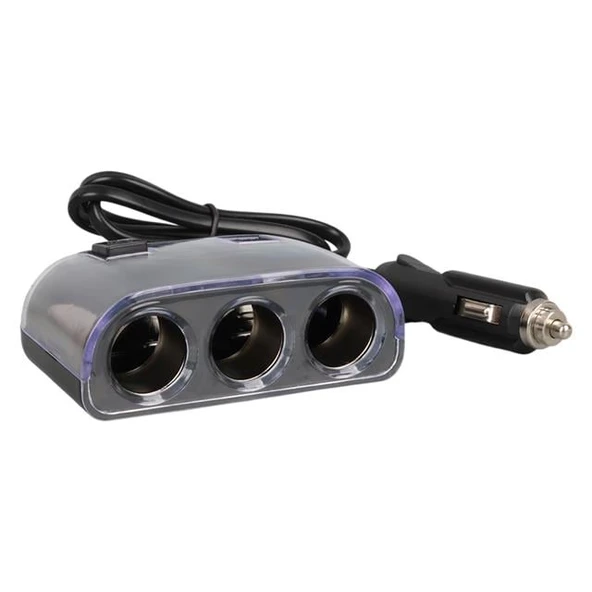 Olesson 1505 12-24V Çift USB Girişli 120W 80cm Kablolu 3'LÜ Araç Çakmak Çoklayıcı - Resim 2