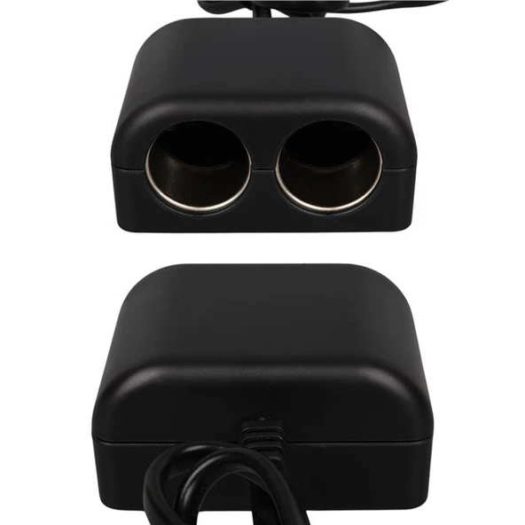 Olesson 1641 12-24V Tek USB Girişli 120W 80cm Kablolu Dijital Voltaj Ekranlı 2'li Araç Çakmak Çoklayıcı - Resim 4