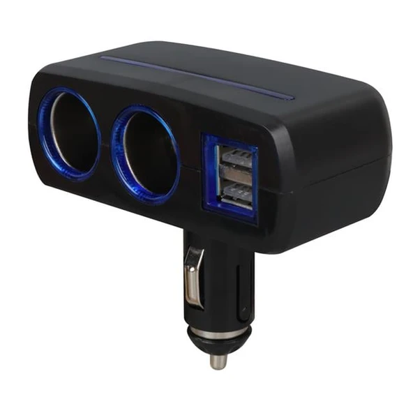 Olesson 1637 12-24V Çift USB Girişli 120W 2'li Araç Çakmak Çoklayıcı - Resim 3