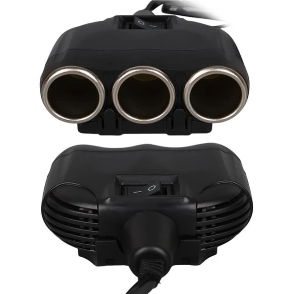 Olesson 1634 12-24V Tek USB Girişli 120W 80cm Kablolu Dijital Voltaj Ekranlı 3'lü Araç Çakmak Çoklayıcı - Resim 4