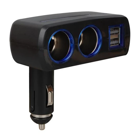Olesson 1637 12-24V Çift USB Girişli 120W 2'li Araç Çakmak Çoklayıcı - Resim 2