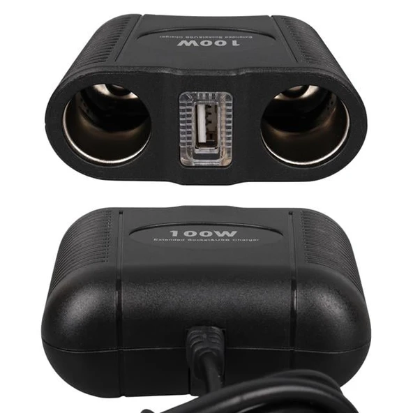 Olesson 1645 12-24V Tek USB Girişli 100W 70cm Kablolu 2'li Araç Çakmak Çoklayıcı - Resim 4