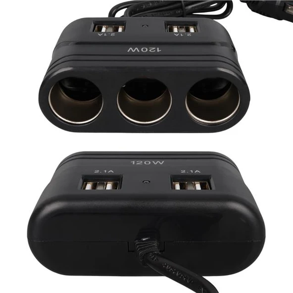 Olesson 1678 12-24V 4 USB Girişli 120W 80cm Kablolu 3'lü Araç Çakmak Çoklayıcı - Resim 4