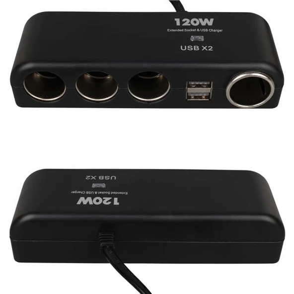Olesson 1525 12-24V Çift USB'LI 120W 80cm Kablolu 4'LÜ Araç Çakmak Çoklayıcı - Resim 3