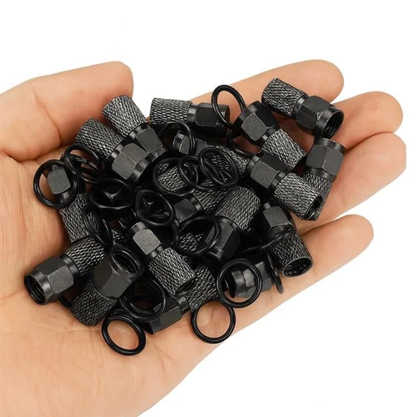 Fully E-325 Siyah Contalı RG6/U6 22mm 1.Kalite F Konnektör (100'lü Poşet) - Resim 2