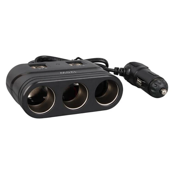 Olesson 1678 12-24V 4 USB Girişli 120W 80cm Kablolu 3'lü Araç Çakmak Çoklayıcı - Resim 2