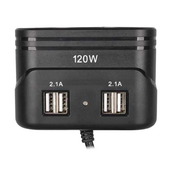Olesson 1678 12-24V 4 USB Girişli 120W 80cm Kablolu 3'lü Araç Çakmak Çoklayıcı - Resim 3