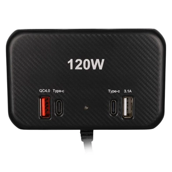 Olesson 1656 12-24V Çift USB + Çift TYPE-C 120W 80cm Kablolu 3'lü Araç Çakmak Çoklayıcı - 3