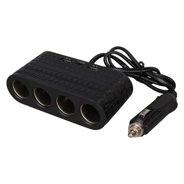 Olesson 1654 12-24V Çift USB - TYPE-C 120W 80cm Kablolu 4'LÜ Araç Çakmak Çoklayıcı - Resim 3
