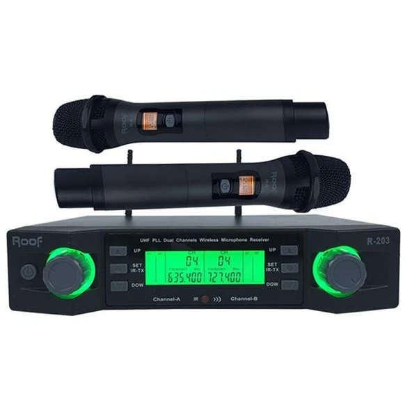 Roof R-203 2 El 2 Kanal UHF Kablosuz Telsiz Mikrofon ürün görseli