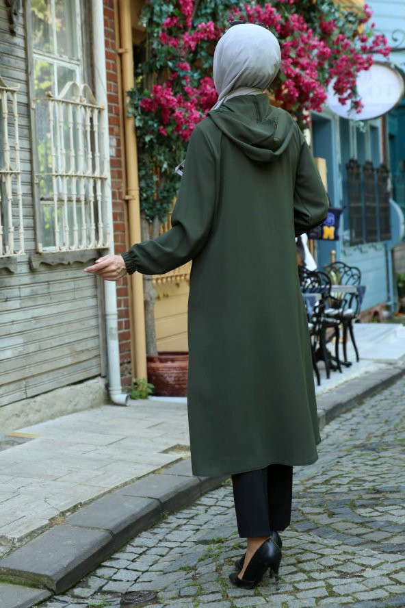 Kuş Gözü Detaylı Kap - Haki - 3