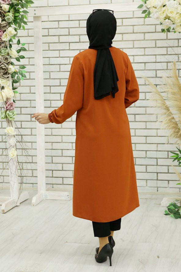 Kuş Gözü Detaylı Tesettür Kap - Kiremit - 3