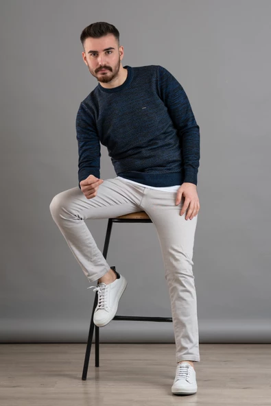 DORSS SLİMFİT DESENLİ SIFIR YAKA ERKEK TRİKO KAZAK - 7