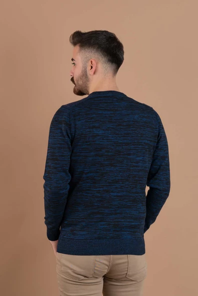 DORSS SLİMFİT DESENLİ SIFIR YAKA ERKEK TRİKO KAZAK - 5