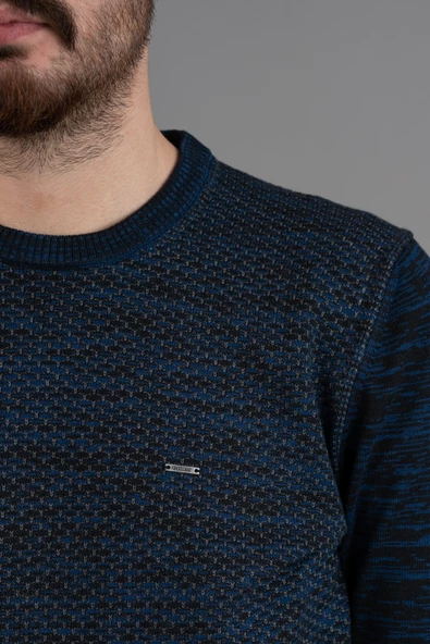 DORSS SLİMFİT DESENLİ SIFIR YAKA ERKEK TRİKO KAZAK - 12