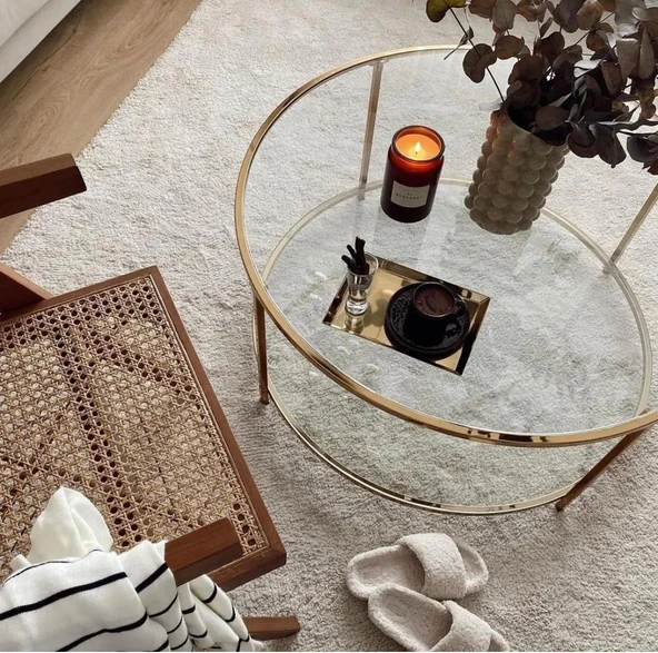 ORTA SEHPA ( PASLANMAZ, PARLAK GOLD KROM KAPLAMA ) - Resim 3