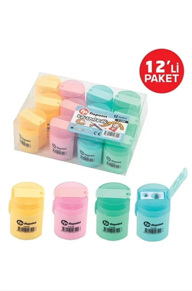 2 adet Çift Hazneli Pastel Renk Kalemtraş P-6102 - 3
