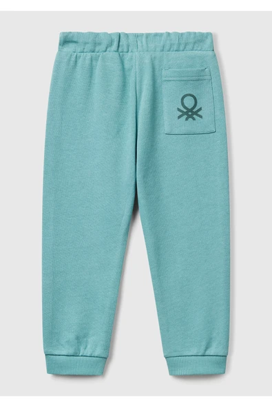 Erkek Çocuk Gri-Yeşil Arka Cebi Logo Eşofman Altı - Resim 2