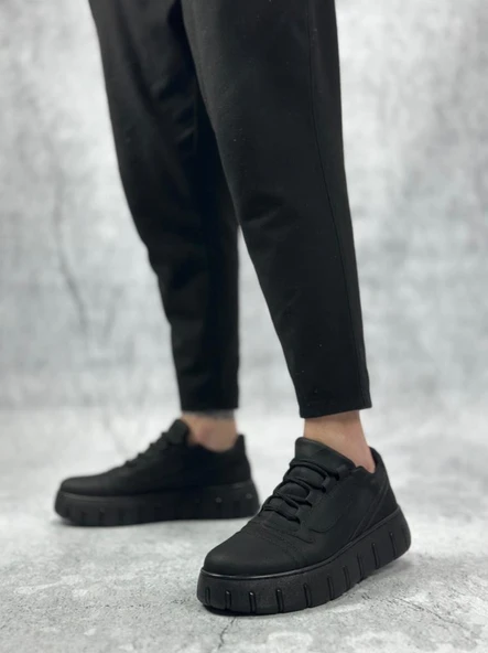 Siyah Yüksek Taban Erkek Günlük Ayakkabı - Resim 5