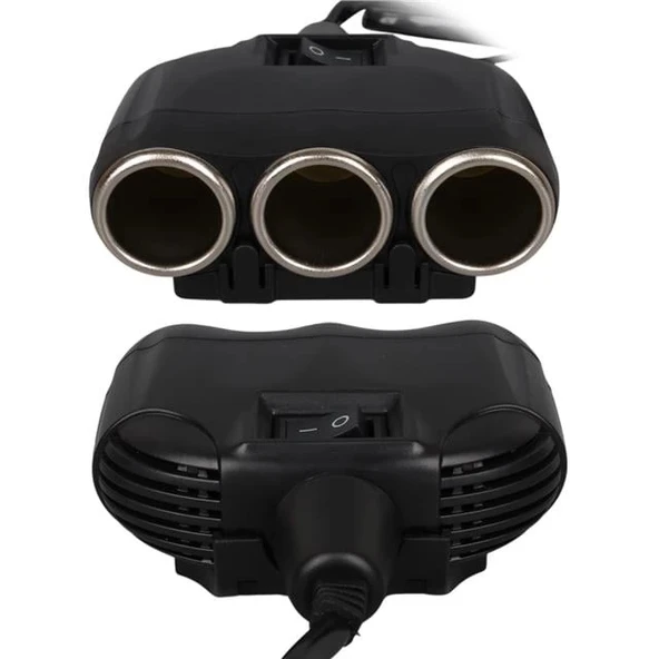 Olesson 1634 12-24V Tek USB Girişli 120W 80cm Kablolu Dijital Voltaj Ekranlı 3'lü Araç Çakmak Çoklayıcı - 4