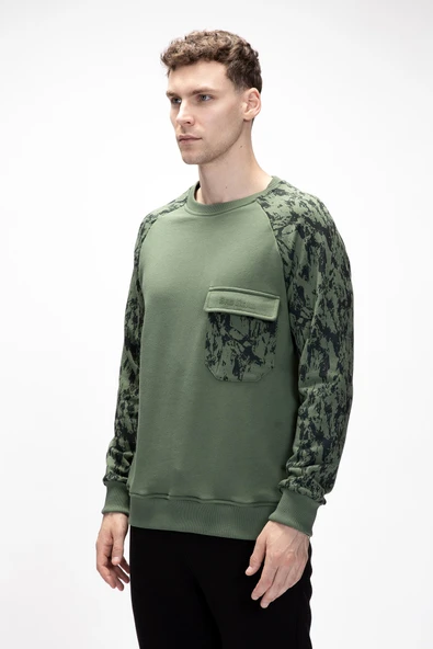 Bad Bear Deep Yeşil Crewneck Erkek Baskılı Sweatshirt - Resim 2