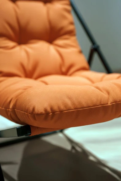 Napper Katlanabilir Turuncu Şezlong - Su Geçirmez Kumaş, Metal İskelet, Balkon ve Bahçe Sandalyesi - 5