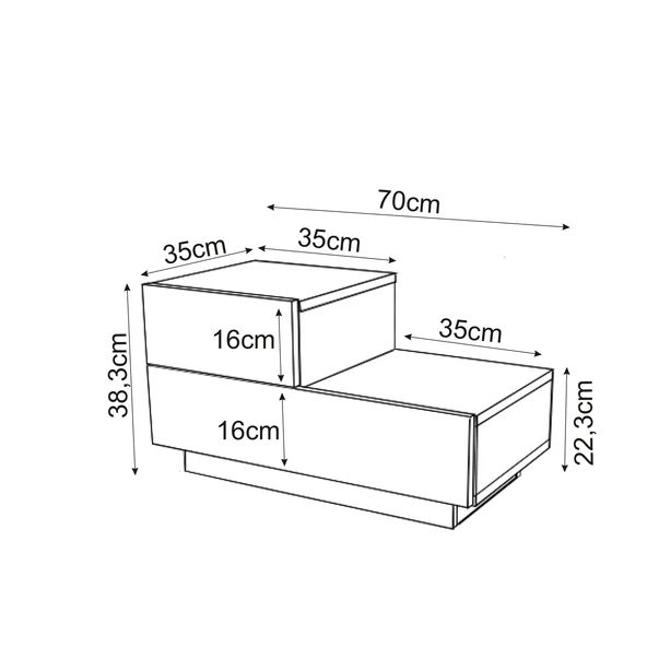 Kayra KMD002 LED Işıklı Komodin – 2 Çekmeceli Modern Tasarım - Resim 5
