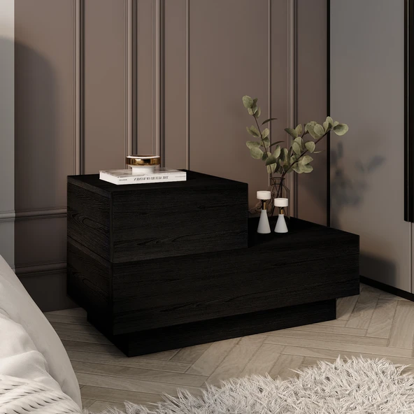 Kayra KMD002 LED Işıklı Komodin – 2 Çekmeceli Modern Tasarım ürün görseli