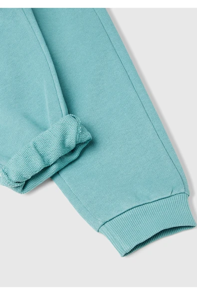 Erkek Çocuk Gri-Yeşil Arka Cebi Logo Eşofman Altı - Resim 3