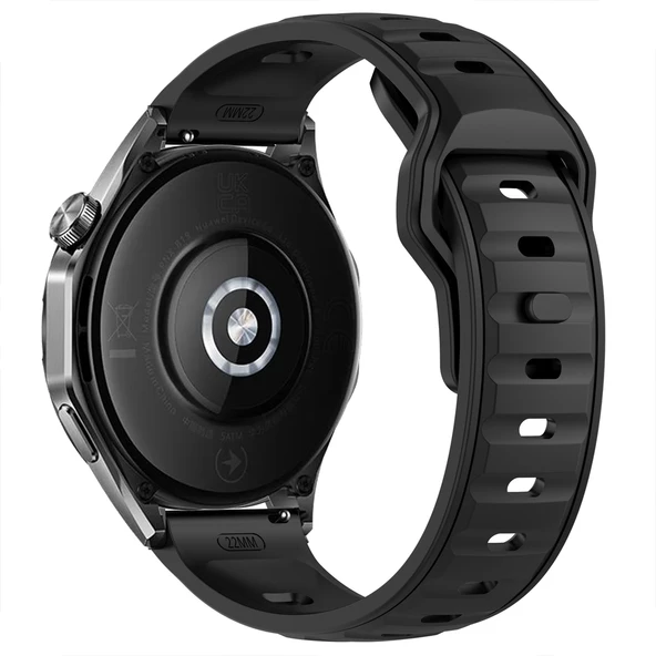Huawei Watch GT5 46mm ve GT4 46mm İle Uyumlu Çift Renkli Spor Silikon Kordon Nefes Alabilir Konforlu Siyah - 2