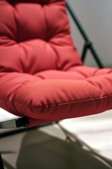 Napper Katlanabilir Kırmızı Şezlong - Su Geçirmez Kumaş, Metal İskelet, Balkon ve Bahçe Sandalyesi - Resim 5