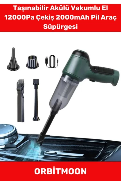 Özel Seri Otomatik Aydınlatma Taşınabilir Akülü Vakumlu El 12000Pa Çekiş 2000mAh Pil Araç Süpürgesi