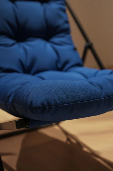 Napper Katlanabilir Mavi Şezlong - Su Geçirmez Kumaş, Metal İskelet, Balkon ve Bahçe Sandalyesi - 5