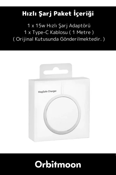 iPhone 11 12 13 14 15 16 Uyumlu Tam Uyumlu Magsafe KablosuzHızlı ŞarjAleti Wireless ChargerAdaptörü - 3