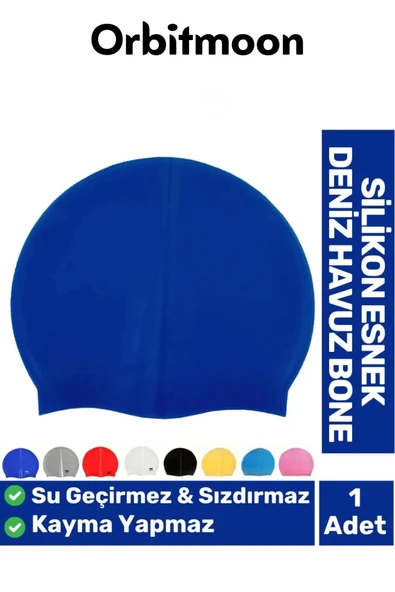 Premium Seri Su Geçirmez Sızdırmaz Kaymaz Silikon Yüzücü Elastik Yüzme Şapkası Havuz Deniz Bonesi