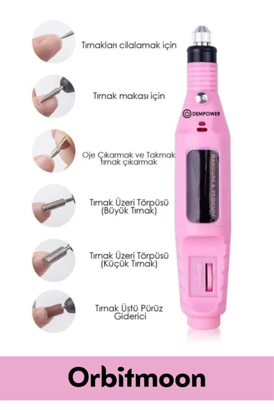 Profesyonel Seri 9v Elektrikli 6 Başlıklı Bakım Törpü Tırnak Ayak Nasır Mantar Manikür Pedikür Seti - Resim 2