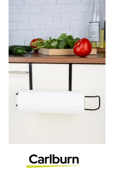 Özel Üretim 28x13 cm Metal İz Bırakmayan Kolay Montaj Dayanıklı Siyah Dolap İçi Kağıt Havluluk Askı - 4