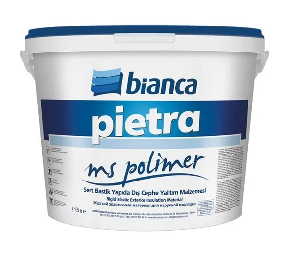 Bianca Pietra Ms Polimer Uv Dirençli Sert Elastik Dış Cephe Yalıtım Malzemesi 7.5 Lt Beyaz - 1
