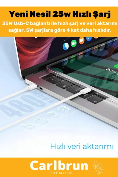 Macbook İphone Tüm Serilere Uyumlu 35w 15 16 17 Plus Pro Type C Kablolu Hızlı Şarj Seti Adaptör - 2